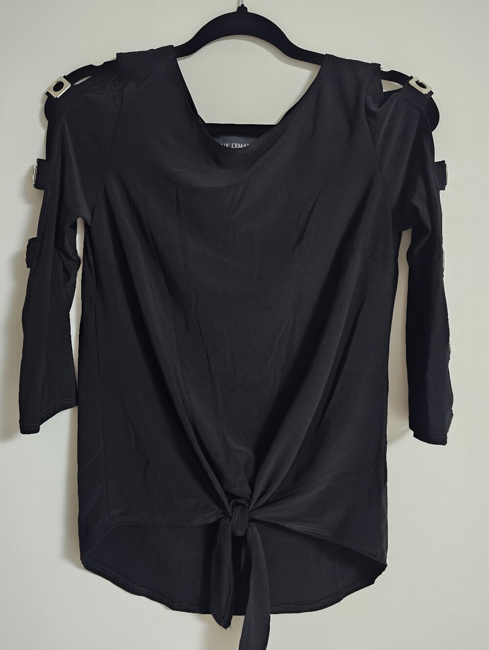 Frank Lyman Design New With Tags Black Cold-Shoulder Tie-Front Long Sleeve Top